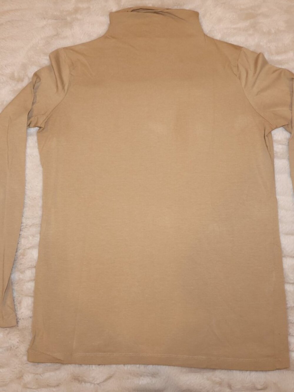 Oak + Fort Fitted Mock Neck Long Sleeve Top Tan Size S
